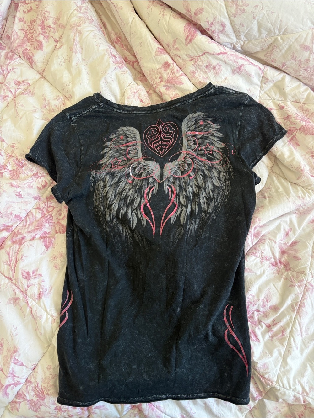 Sinful Black Tee with Pink Script Logo